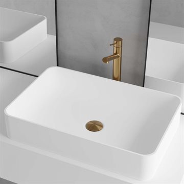 Primy S2 fritstående håndvask  58 x 38 cm i Hvid Solid-surface